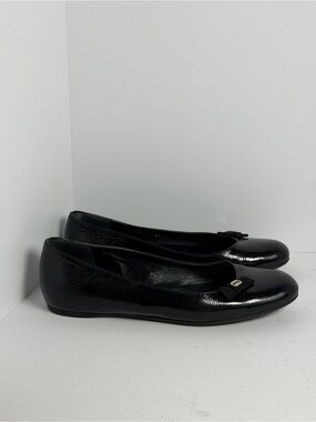 Gucci Ribbon Interlocking G Black Patent Leather Ballet Shoes Flats Size 37